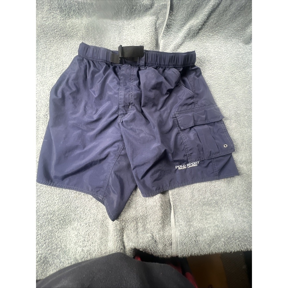 Polo Sport Ralph Lauren Shorts Mens Size MediumNavy Cargo Nylon Web Belt Utility